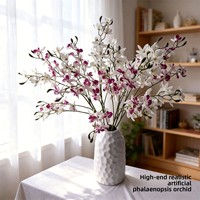 Arrangements d'orchidées Phalaenopsis en soie au toucher doux - Décoration florale pastorale, fleurs artificielles semi-artisanales pour la maison