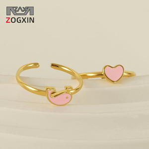 Heart Shaped Enamel Open <b>Ring</b> Women Adjustable Stainless Steel Fashion Jewelry Gift ZG647 Heart <b>Ring</b> ZG646 Dolphin <b>Ring</b> ZG684 - Product Image 2