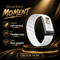 Compatible avec Whoop 5.0, bracelet de montre en tissu élastique respirant imprimé avec un ours en peluche de dessin animé
