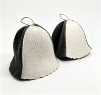 Chapeau de sauna en feutre de laine bicolore avec couche intérieure respirante et isolante, bonnet de sauna réutilisable, couvre-tête pour sauna et spa