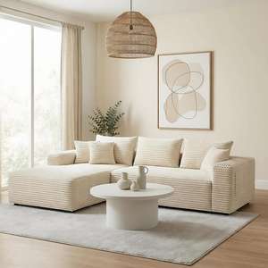 Sofá Seccional Modular Comprimido en Forma de L, Sofá Sin Estructura Tipo Nube de 3 Plazas Tapizado con Chaise Longue y Asiento Profundo para el Hogar - Product Image 1