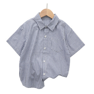 <span class=keywords><strong>Sweat</strong></span>-shirt en coton à manches courtes et t-shirt personnalisés pour enfants T-shirt rayé pour garçons et filles - Product Image 5