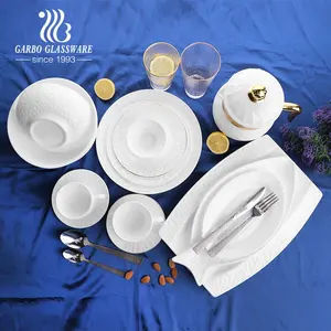 Glass Plates Opal Glassware In Stock White Opal Glass Fish Dish Glass Flat Plate Rice Soup Bowl Milk Pot For Dinner Set