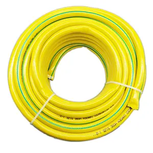 Amarillo Negro A Granel 100 pies Alta calidad Sin torceduras Reforzado Flexible PVC Manguera de jardín Manguera de agua de jardín