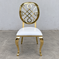 Chaise de banquet ovale en acier inoxydable doré avec nœud diamanté et assise en PU pour mariage – Vente en gros