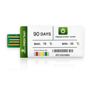 جهاز تسجيل بيانات درجة الحرارة Fresh Tag المخصص للاستخدام لمدة 90 يومًا مع منفذ USB مسجل بيانات درجة الحرارة PDF للاستخدام مرة واحدة