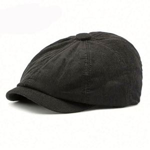 British Retro Newsboy Baker Boy Mens Gatsby Hat With <b>Flat</b> <b>Cap</b> Casquette Corduroy Newsboy <b>Cap</b> for Men - Product Image 4