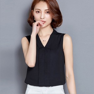 Sommer Günstige ärmellose weiße Frauen Bluse Elegante Tops V-Ausschnitt Büro Damen Casual Blusas Mujer - Product Image 2