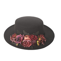 Topi Fedora Vintage 2025 Wanita Elegan Berhias Bunga, Berkualitas Tinggi, Hangat untuk Musim Gugur dan Dingin, Bahan Wol, Pelindung Sinar Matahari, Model Flat Top Bucket Headband