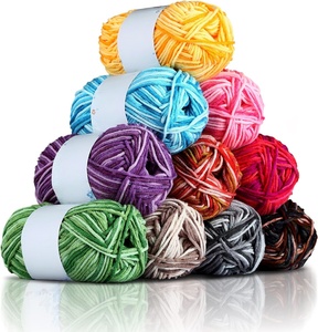 Set de Hilos de Lana Hechos a Mano para Niños, Abrigo Ajustado, Bufanda, Gorro, Patrón Teñido, Hilos Acrílicos de Lujo para Tejer para Bebés - Product Image 1