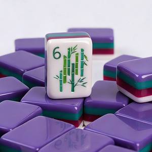 Venta al por Mayor de Fichas de Mahjong Americanas de Acrílico de 4 Capas, 160 Piezas, Grabadas con Láser Morado, Modernas, Portátiles y de Lujo para Entretenimiento - Product Image 1