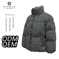 Blouson bomber unisexe rayé noir et blanc, coupe slim, col montant, lignes matelassées horizontales, rembourrage en duvet, hiver, personnalisé