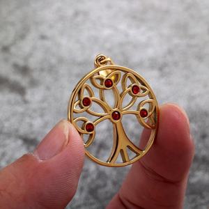Vintage <b>Celtic</b> Tree Of Life Pendant <b>Necklace</b> charm Gold Stainless Steel Red Crystal <b>Celtic</b> Knot Spiritual Wiccan Jewelry For Men - Product Image 4