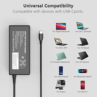 Chargeur pour ordinateur portable USB C 65W compatible avec pour Dell et Chromebook Cordon d'alimentation 45W pour utilisation industrielle et écouteurs Fonction PD 3.0