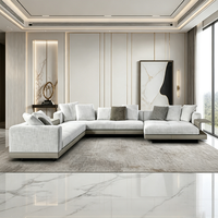 Ensemble de canapés sectionnels modernes en cuir PU YUAN CHANG avec design en forme de L, pieds inclinables en acier inoxydable, meubles de salon