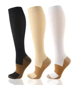 Medical healthy 15-20mmhg knee high dropshipping Athletic Running Flight Travel Nurses copper compression socks for men women