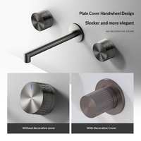 Robinet de lavabo mural encastré personnalisable, design à double poignée, avec cartouche céramique