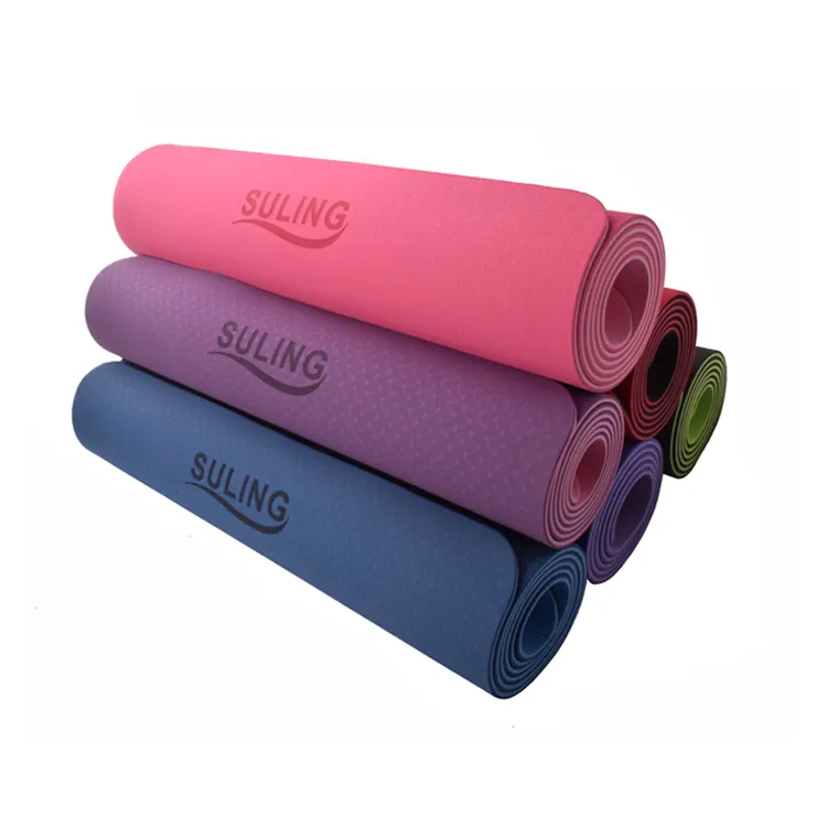 Wholesale Gymnastics Equipment Custom Print Logo Black Natural Eco Friendly TPE Yoga Mat