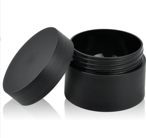 Barattolo vuoto in <span class=keywords><strong>plastica</strong></span> nera da 4 once con coperchi neri lisci - Product Image 1