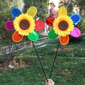 Hersteller direkt im Freien Garten einzelne Pailletten Sonnenblumen Windmühlen aus Kunststoff für Spielzeug und Geschenke verwendet - Product Image 4