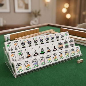 Custom Modern Luxury Halloween Themed 160 Tiles Mahjong Set Portable Eco-Friendly Acrylic <b>Entertainment</b> - Product Image 3