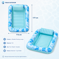 Flotador Inflable para Piscina YUNJU con Almohada, Estampado Tropical, Hamaca Acuática, Balsa para Tomar el Sol, OEM