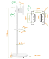 Support de télévision mobile réglable et rotatif, durable et pratique, avec base ronde, compatible avec diverses tailles VESA