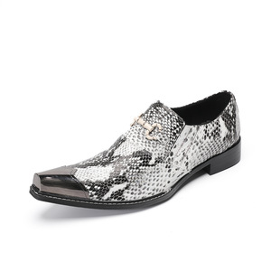 Chaussures Oxford habillées pour hommes en cuir véritable, à bout pointu, motif <span class=keywords><strong>serpent</strong></span> colorblock, style business, basses, à enfiler, avec semelle extérieure en caoutchouc surélevée - Product Image 2