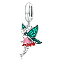 Fábrica 925 plata esterlina lindo Hada elfo encantos cuenta colgante ajuste pulsera brazalete fino S925 joyería de la suerte regalos SCC2279