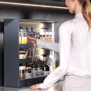 Luxury Smart Lifting Kitchen Spice Rack With LED Light, Touch Sensor, Seasoning Storage <b>Shelf</b> With <b>Hooks</b> YQ-MAX Easy to Use Pres - Product Image 1