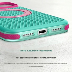 Étui de téléphone magnétique de luxe mat avec trous de dissipation thermique pour iPhone 18 17 Pro Max avec protection à 360° °   Support de téléphone en métal avec anneau et coque de protection - Product Image 3