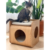 Table de chevet rectangulaire en bois massif pour chat, avec fermeture auto-agrippante, pour toutes les saisons, mobilier d'intérieur pour animaux de compagnie, CN Humans Pets