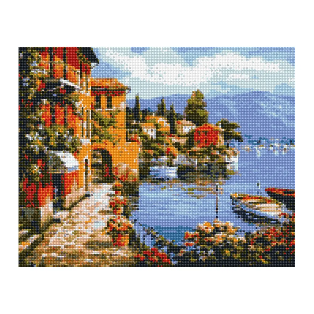 Kit de pintura artesanal, bonito paisaje de Bahía, mosaico cuadrado de cristal, arte bordado, pintura de diamante 5d