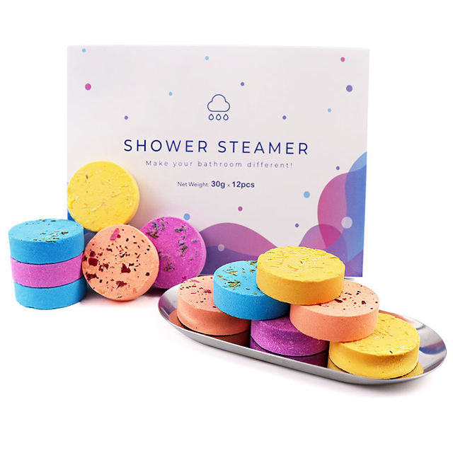 Women and Men Home Relaxation 100% Natural Ingredients Essential Oil Shower Steamer Set of 12 Tablets