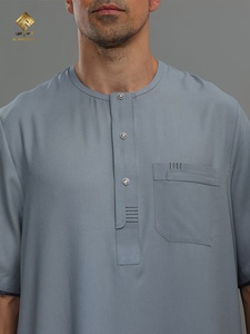 HARAMAIN Nueva Túnica Musulmana Qatari de Moda, Elegante y Cómoda, Túnica Árabe para Hombre, Diseño Blanco con Cuatro Botones, Túnica Árabe Elegante para Hombre - Product Image 4