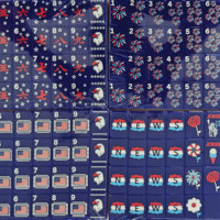Tuiles de Mahjong en Acrylique Solide Thème Quatrième de Juillet, Motif Floral Patriotique et Joker Glace pour les Réunions Familiales Décontractées