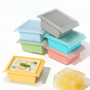 Molde de silicona para sopa con tapa, bandeja para cubitos de hielo, contenedor para almacenamiento de alimentos, preparación de comidas, control de porciones, sobras, comida para bebés - Product Image 1