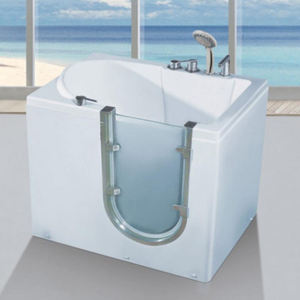 Baignoire combinée douche et bain à remous en acrylique avec porte intérieure en verre pour personnes âgées - Product Image 1
