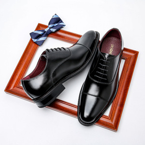 Chaussures habillées pour hommes, mocassins en cuir véritable à enfiler, talon intégré de 6 cm - Product Image 5