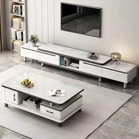 Ensemble table basse et meuble TV en bois massif moderne avec rangement, meubles de maison durables et écologiques