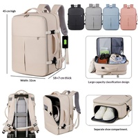 Sac à dos de voyage professionnel extensible imprimé sur mesure, haute qualité, multi-poches, imperméable, en nylon, avec port USB