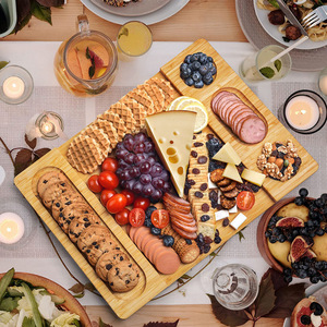 Planche à fromage en bambou avec compartiments pour servir fromage, viande, fruits, plateau de service, planche à découper pour apéritifs - Product Image 4