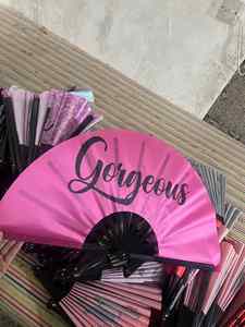 Original Iridescent <b>Bamboo</b> Hand Fan Large Holographic Painted Technique for Music Festivals Promotion Souvenir Decorative - Product Image 2