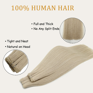 Extension geniale per <span class=keywords><strong>capelli</strong></span> con trama geniale da 22 pollici extension per <span class=keywords><strong>capelli</strong></span> con trama geniale marrone <span class=keywords><strong>chiaro</strong></span> invisibile cucire extension <span class=keywords><strong>capelli</strong></span> umani 50g - Product Image 2