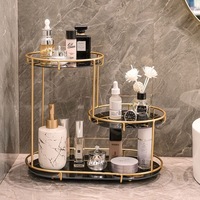 Plateau de rangement grande capacité à 3 niveaux en panneau composite d'aluminium, organisateur de maquillage amovible, cadre métallique, laque minimaliste