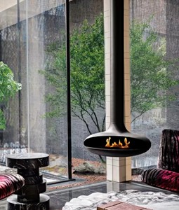 Cheminée suspendue rotative en <span class=keywords><strong>bois</strong></span>, décoration intérieure, cheminée noire suspendue, chauffage pour salon, vente chaude - Product Image 2