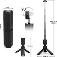 Lampe de camping télescopique noire Lanterne de camping Lampe de travail LED rechargeable avec support Lampe de poche portable pour la randonnée Camping