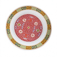 Assiette ronde en mélamine rouge chinoise de 7 pouces, incassable, compatible lave-vaisselle, avec logo personnalisé pour les dim sum
