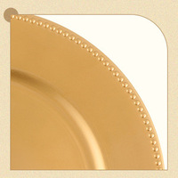 Assiette de présentation décorative en plastique, assiette de dîner décorative, pour hôtel, banquet, mariage, dorée