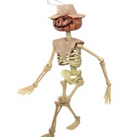 Squelette de citrouille d'Halloween en plastique de 16 pouces, décoratif, effrayant, accessoires pour maison hantée, articulations mobiles, corps entier, pour jardin et cour, taille adulte